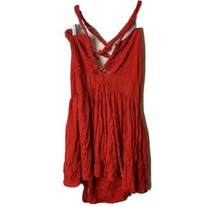 Free People Orange Cutout Dress Beachwear Strappy Open Back Size Medium Rayon